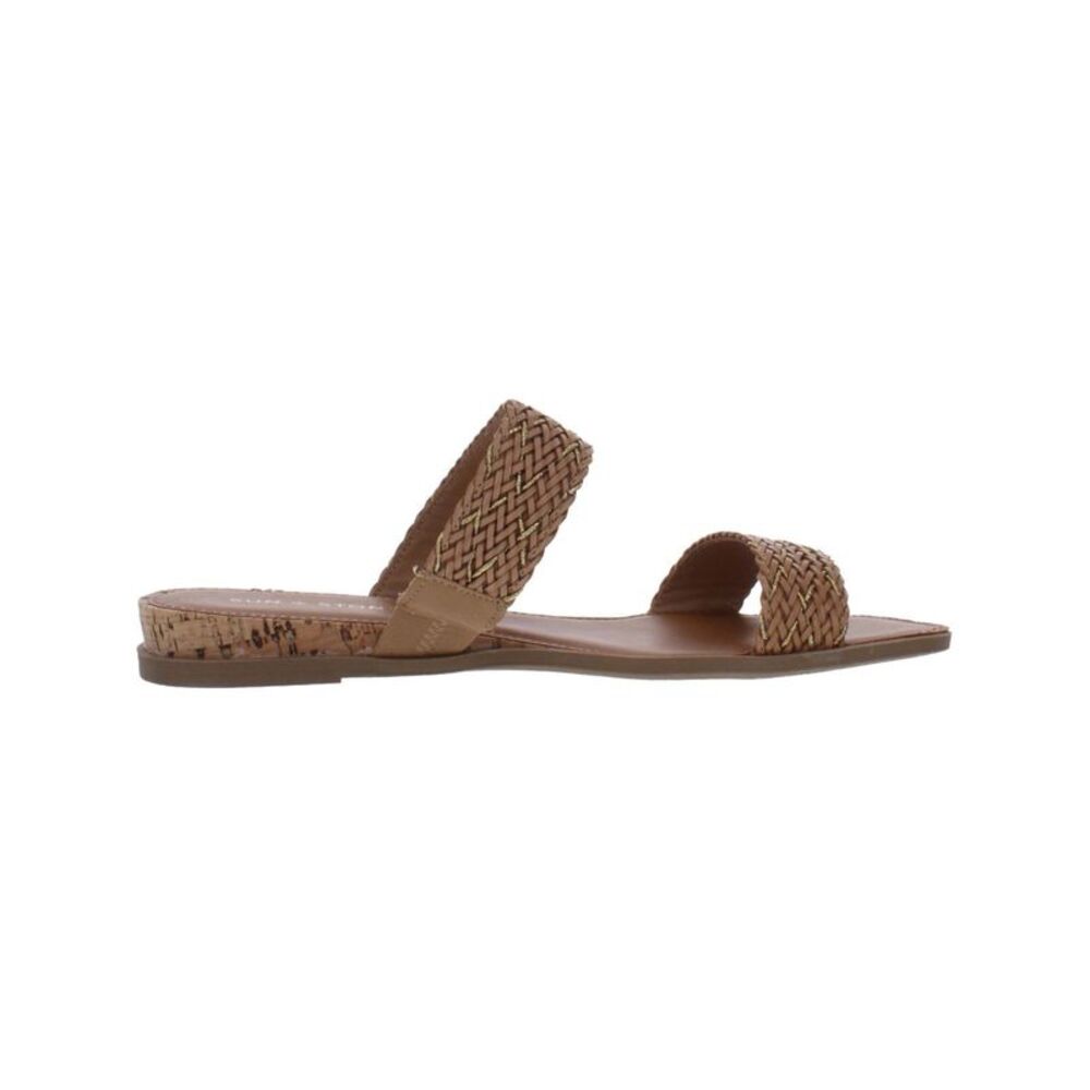 SUN STONE Womens Brown Cork-Like Easten Wedge Slip On Slide Sandals 9 M - Picture 2 of 3